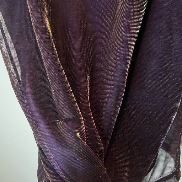 Purple/Gold Vintage Tie Neck Top - Picture 3 of 5